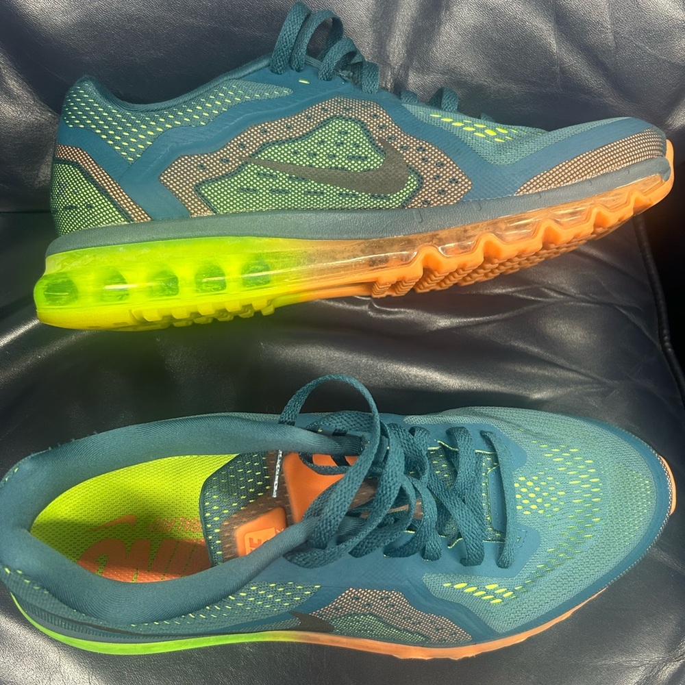 Men’s Nike Teal Blue and Neon Orange Air Max